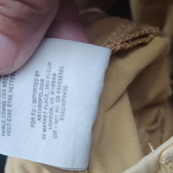 Pilcro and the Letterpress Anthropologie Mustard Yellow khaki pants, sz 26 - Picture 12 of 13